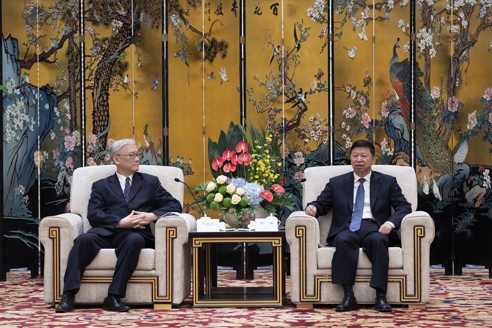 國臺辦主任宋濤在廈門會見前來出席第十五屆海峽論壇的中國國民黨副主席夏立言一行